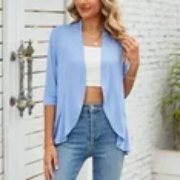 Bluetime Women's Casual Lightweight Open Front Cardigans Soft Draped Ruffles NWT - Picture 6 of 8